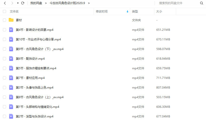 【大触来了】今加古风角色设计班2020年9月结课【有课件】
