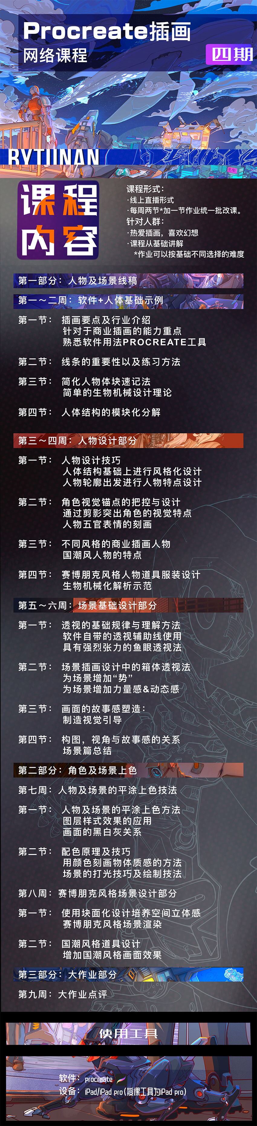 图南 国潮 赛博朋克iPad商业插画系统课