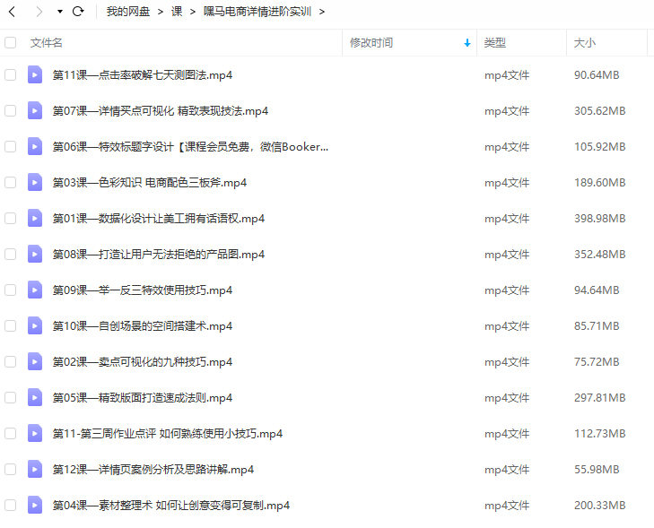 嘿马电商详情进阶实训【只有视频】