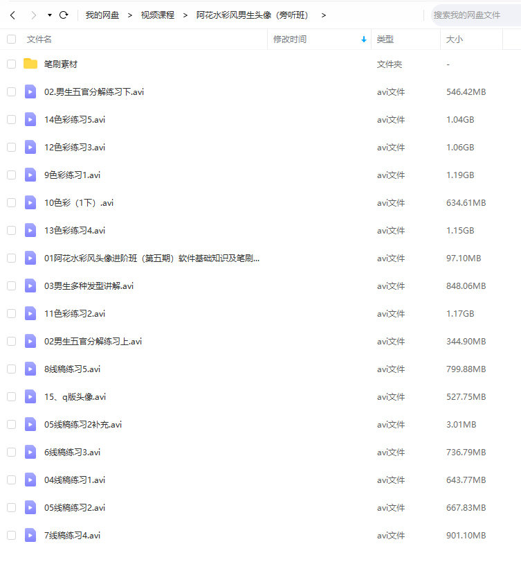 阿花水彩风男生头像ipad插画课2022年1月【有笔刷】