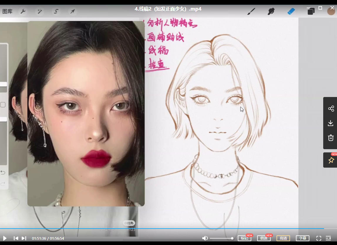 阿花线稿团练第2期2021年4月ipad插画课【有笔刷】