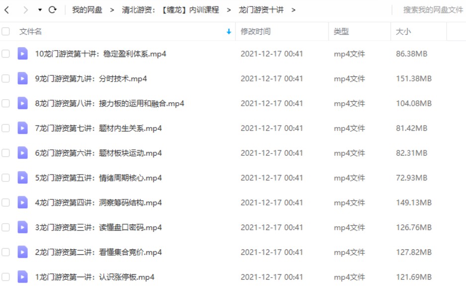 清北游资：龙门实战特训营缠龙内训课程视频+带盘群 –-4