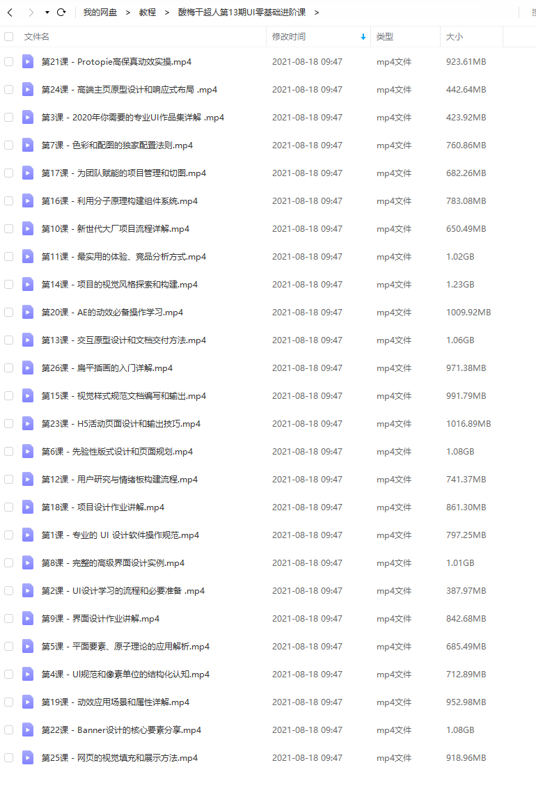 酸梅干超人第13期UI零基础进阶课2020年12月结课【超清】