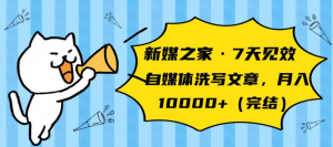 新媒之家·7天见效，自媒体洗写文章，月入10000+（完结）